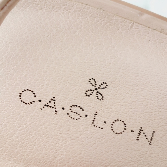 NEW Caslon Paola Pink Leather Square Toe Ankle Strap Wedge Heel Sandals F677 - Picture 10 of 13